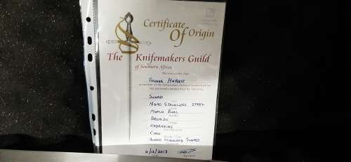 Hand made Tizona Del Cid sword made by Thinus Herbst